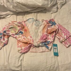 BEACH BUNNY tie up cover up beach top. NWT